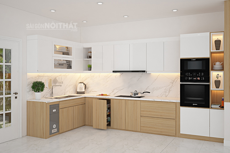 Tư vấn chọn mẫu tủ bếp L đẹp v&agrave; tiện dụng